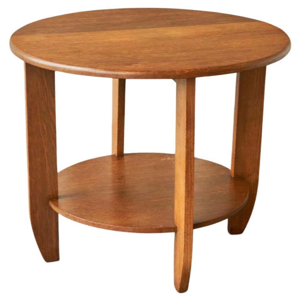 Large Art Deco Pedestal Side Table in Oak and Expressive Red Marble ...