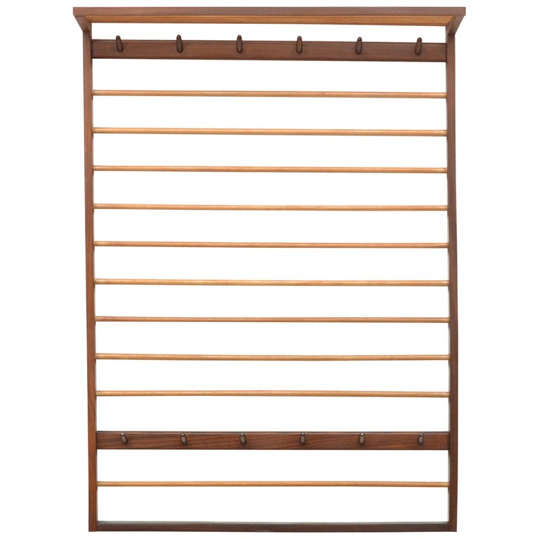 Wall Rack Teak Large Dutch Teak Wall Mount Coat Rack at 1stDibs