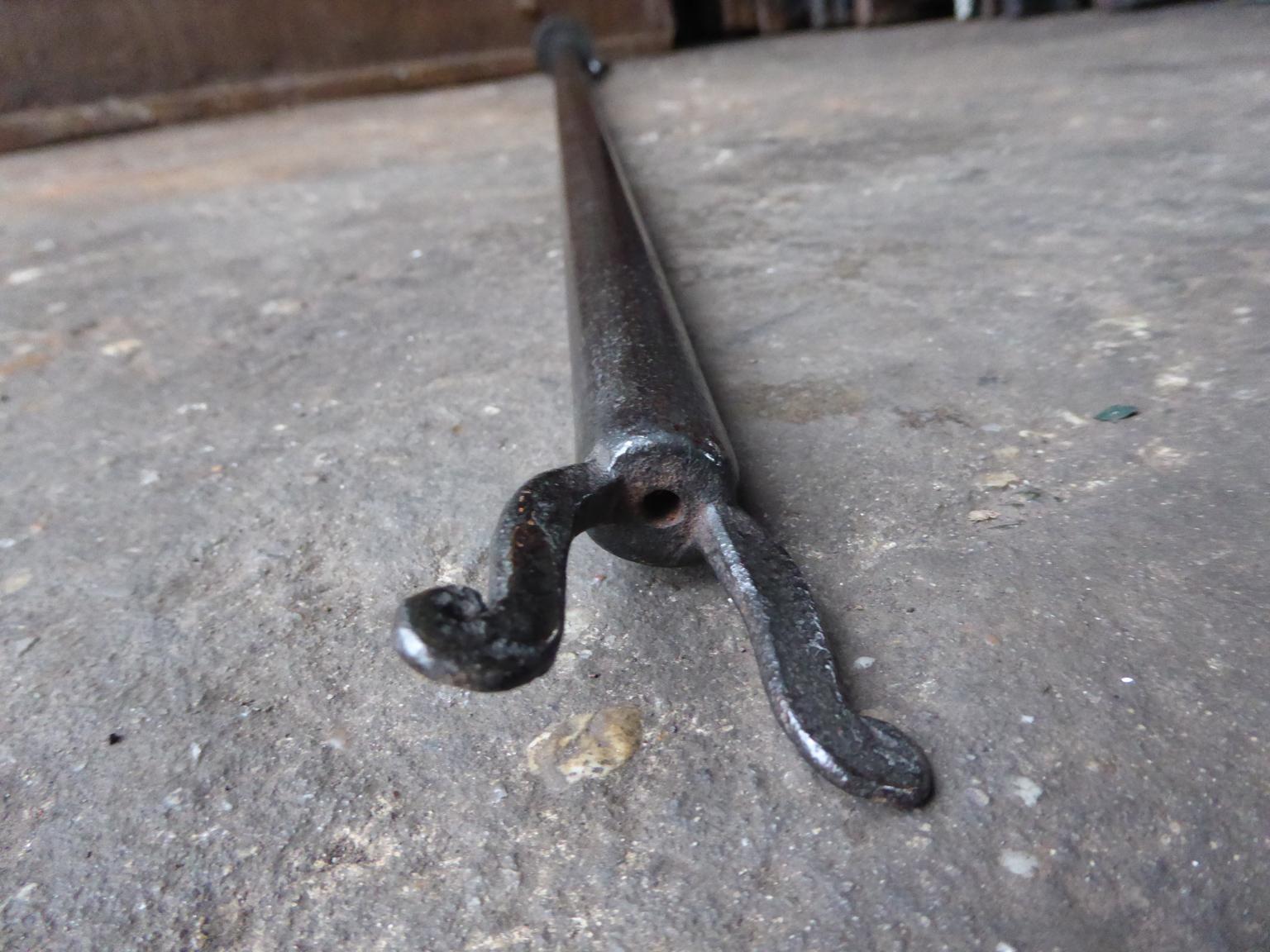 Forged Large Dutch Wrought Iron Blow Poker, 19th Century