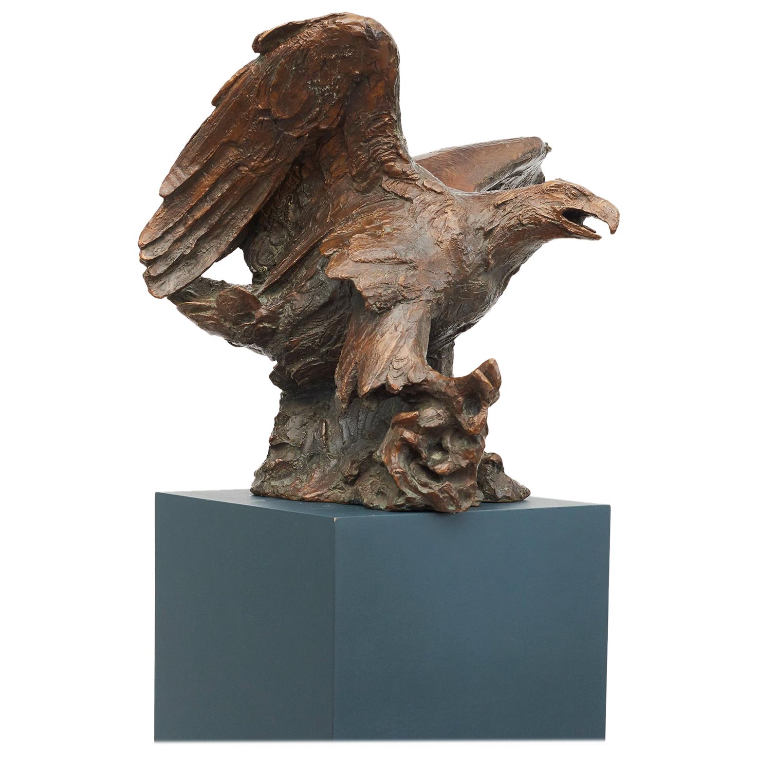 Grande sculpture en bronze d'aigle de Mogens Bøggild