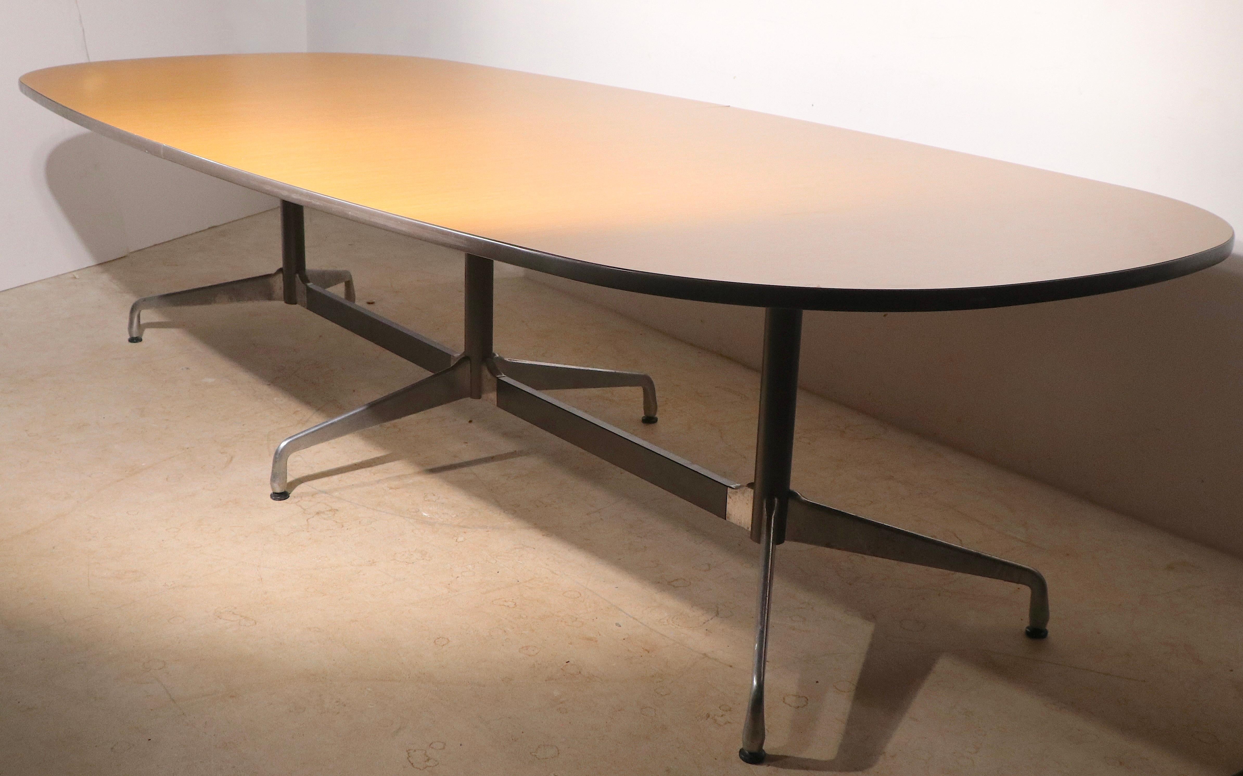 Post-Modern Large Eames Conference Dining Table with Segmented Aluminum Base