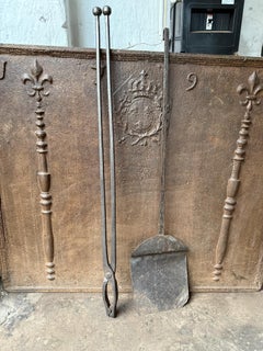 Large Early 18th Century French Fireplace Tools or Fire Tools