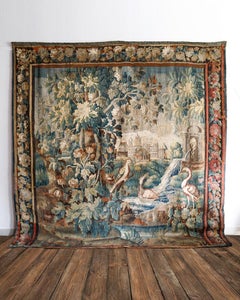 Large Early 18th Century French Verdure Aubusson Tapestry Wall Hanging