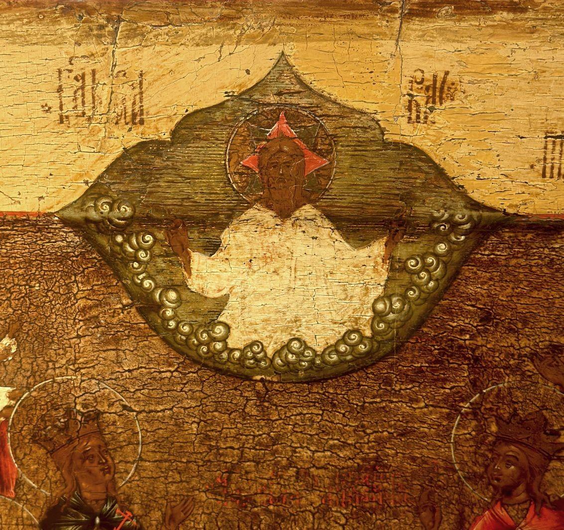 Grande icône religieuse réalisée en Russie au début du XVIIIe siècle et représentant la Vénération de saint Michel. Il est représenté entouré de saints et de prophètes. Elles sont peintes délicatement à la détrempe transparente.
*Informations sur la