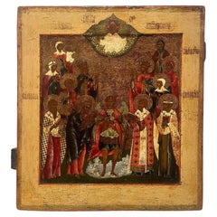 Grande icône russe du début du XVIIIe siècle représentant la vénération de saint Michel