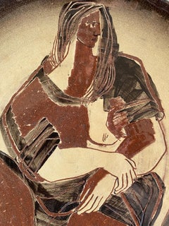 Grande caricatore con figure incise di Betty Feves per Design Technics dei primi anni '40