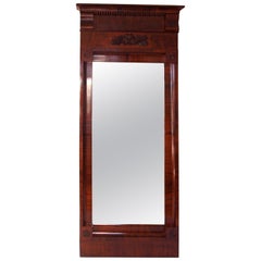 Large Early 19th Century Austrian Biedermeier Mahogany Framed Mirror