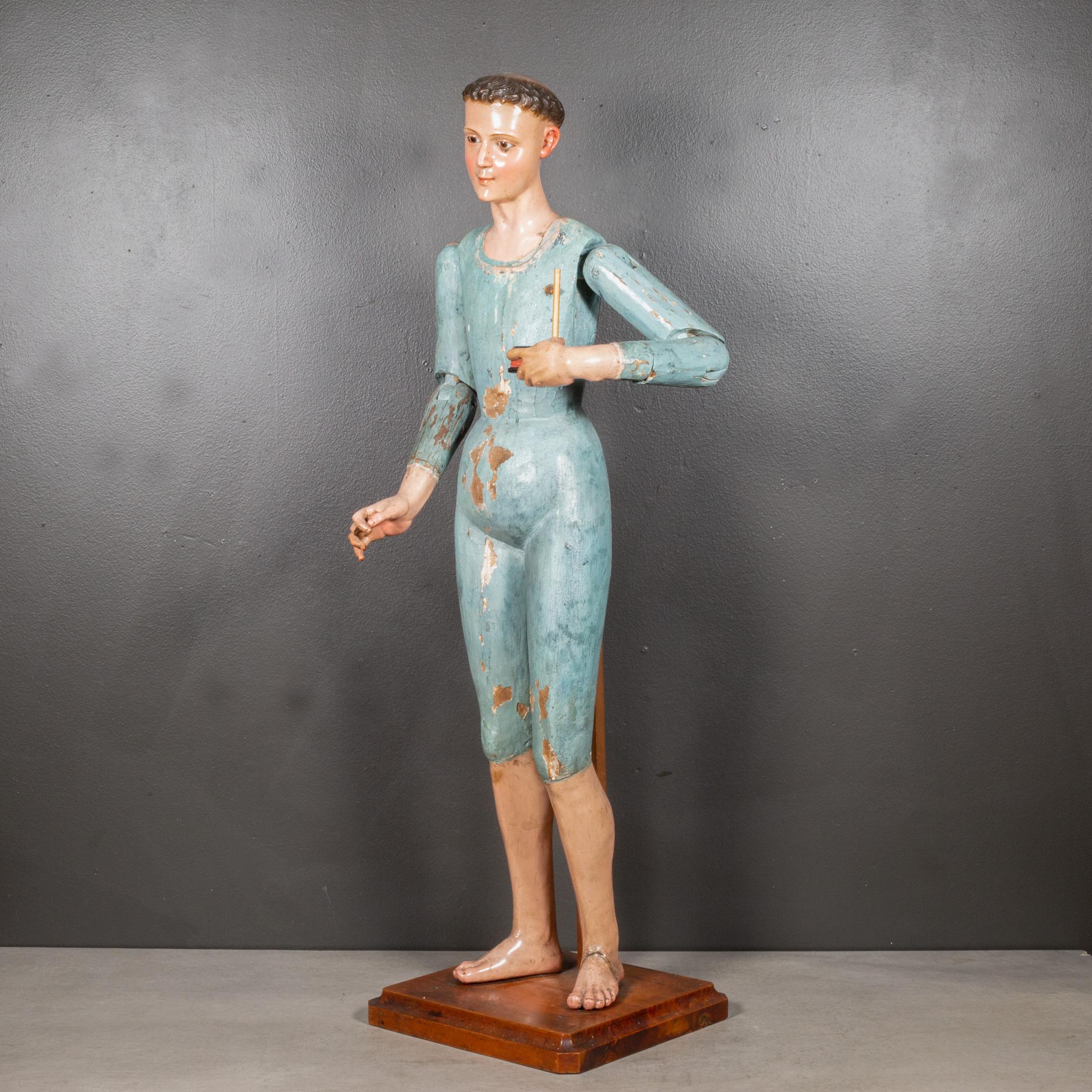 Spanish Colonial Large Early 19th c. Polychromed Mexican Carved Wooden Santo c.1820 For Sale