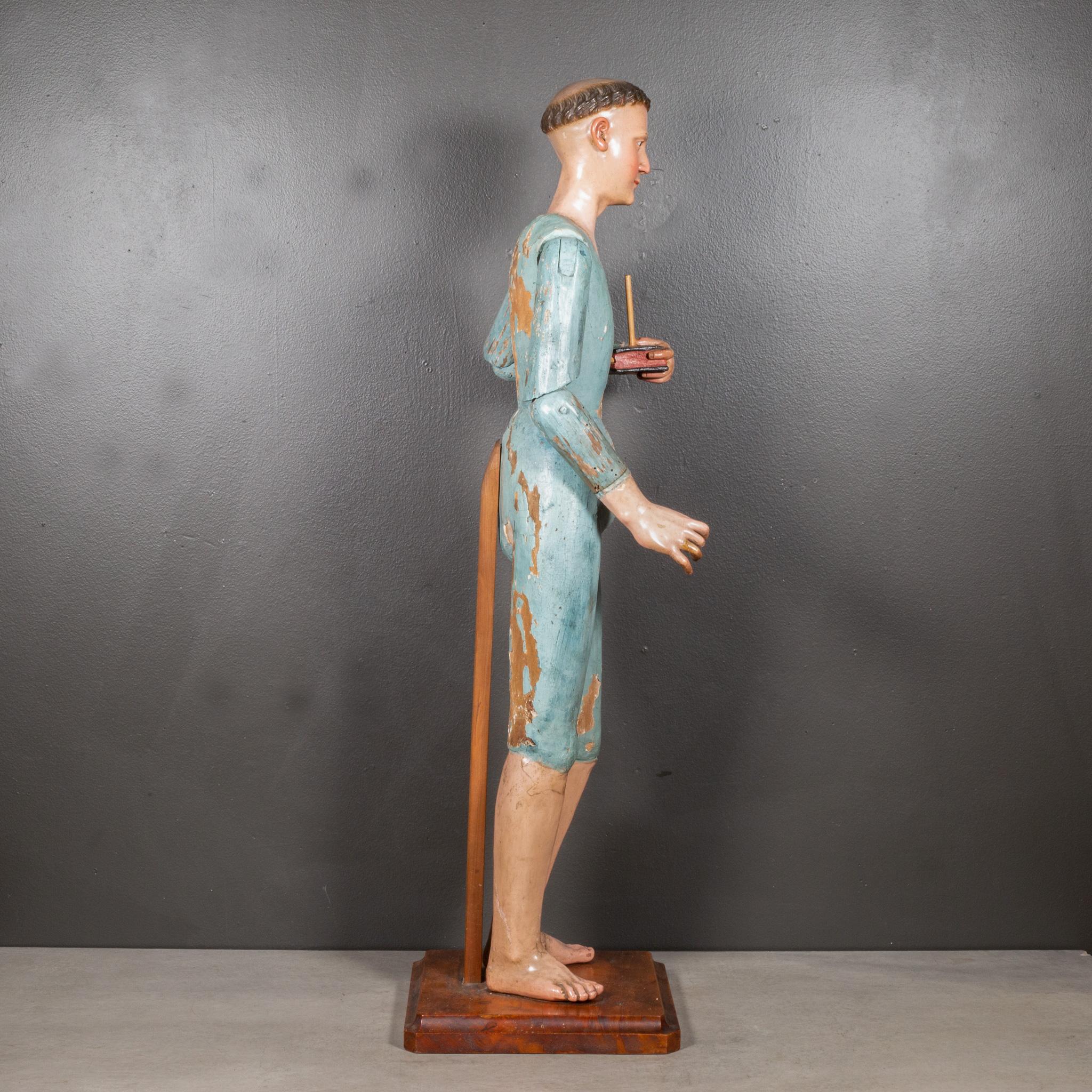 19th Century Large Early 19th c. Polychromed Mexican Carved Wooden Santo c.1820 For Sale