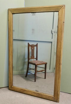 Large Early 19th C Rectangular Mirror Wide Reeded Frame