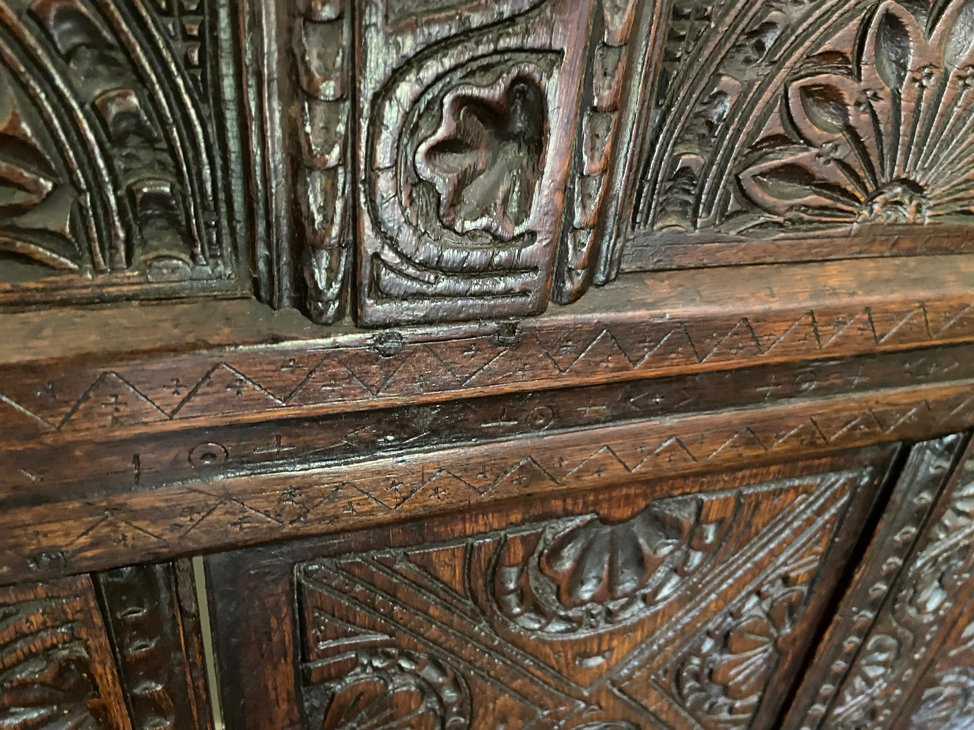Early 19th C Spanish Carved Hall Bench 6
