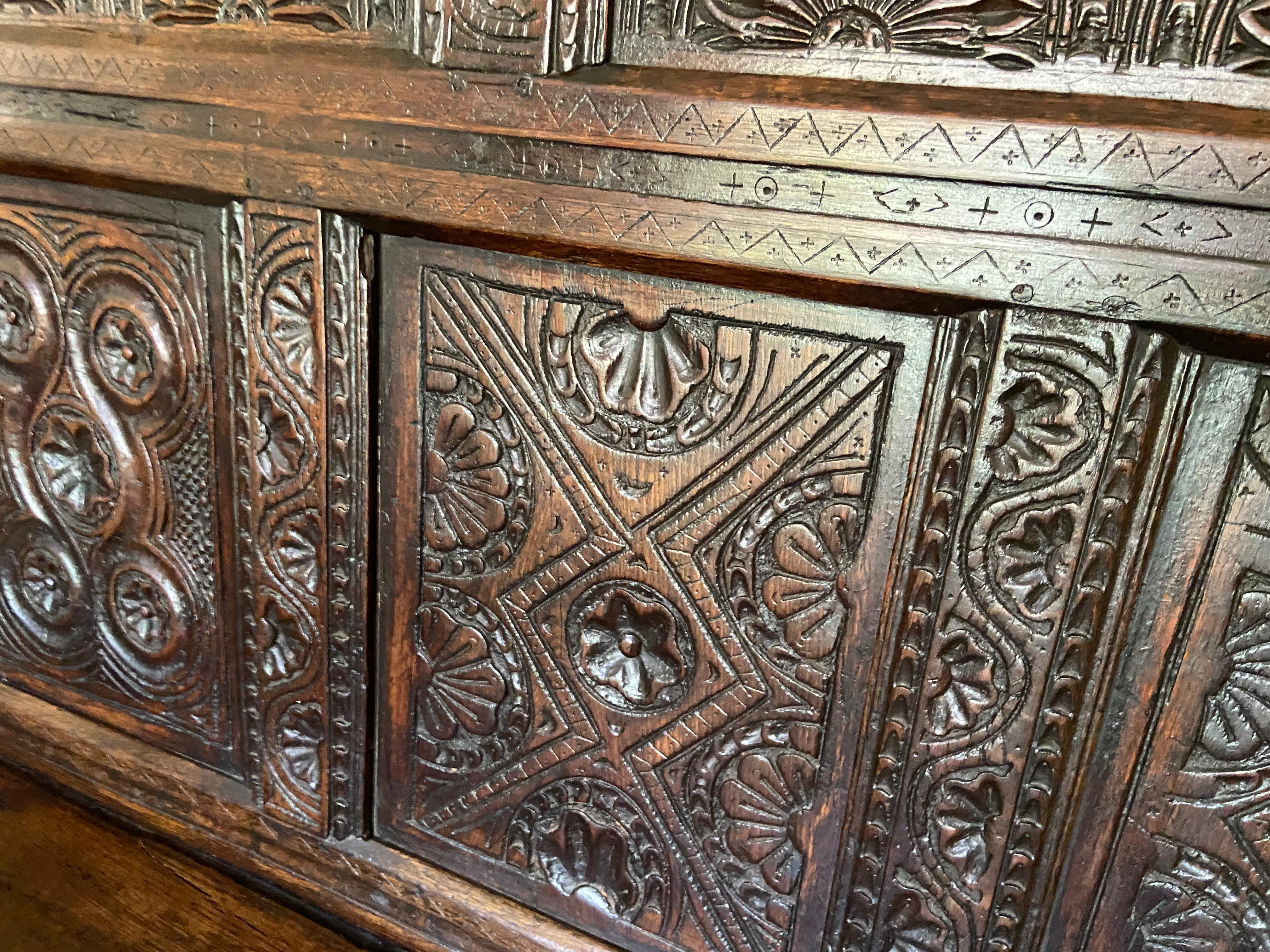 Early 19th C Spanish Carved Hall Bench 7