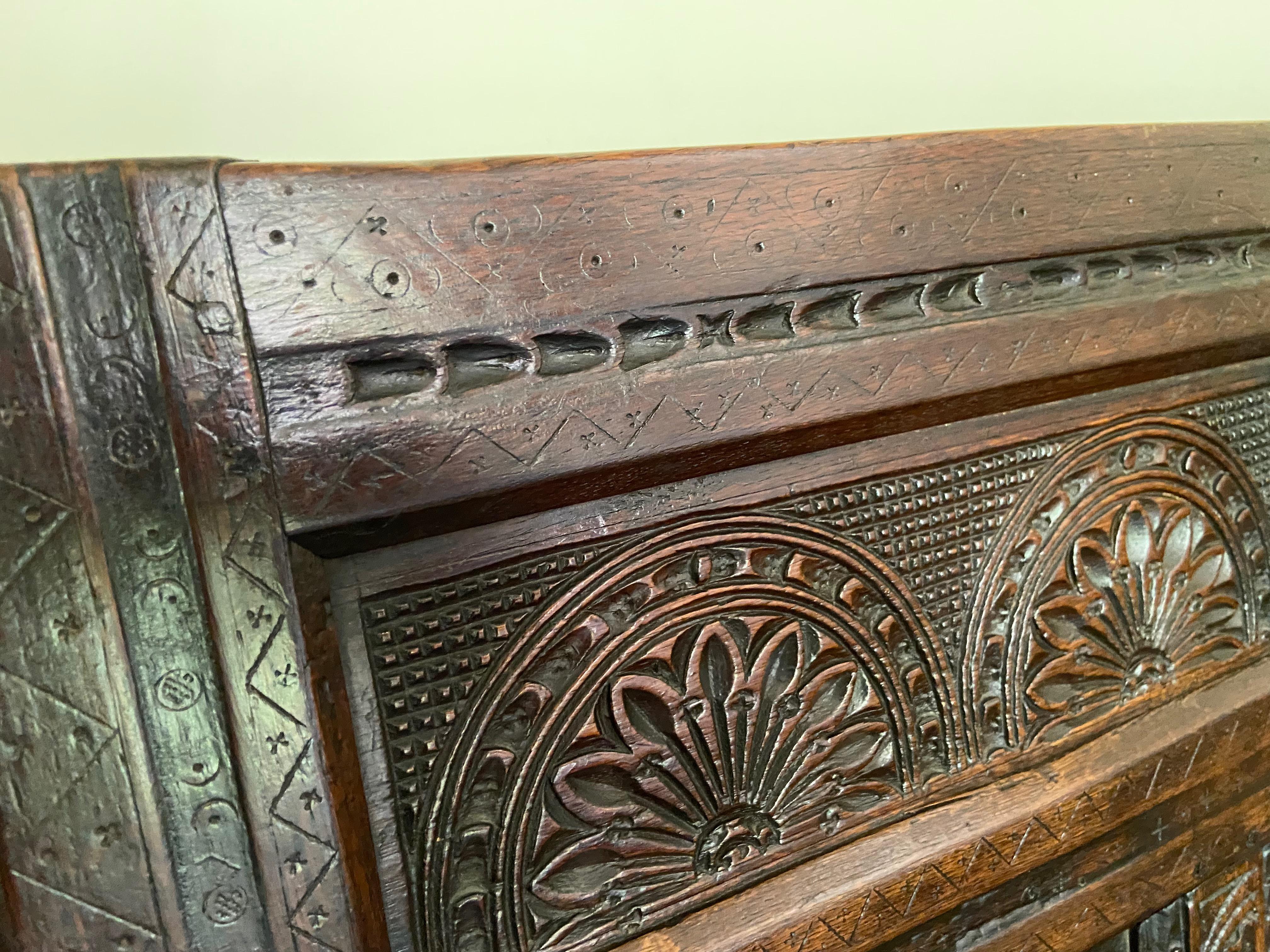 Early 19th C Spanish Carved Hall Bench 13