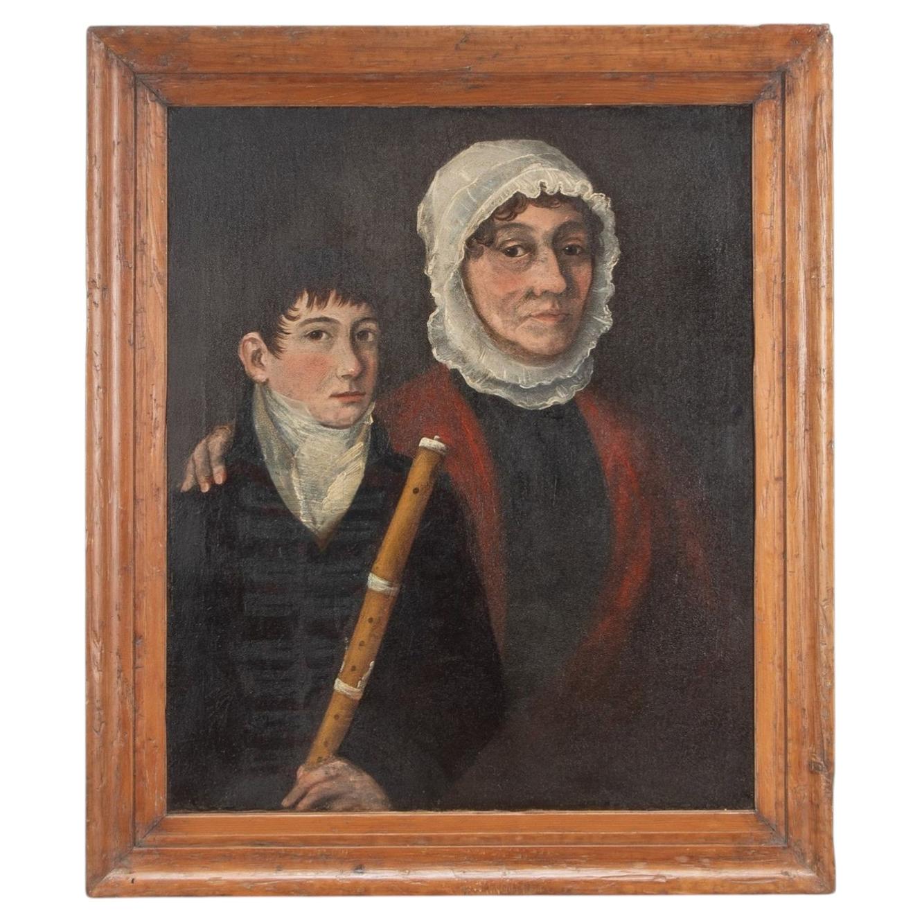 Large Early 19th Century American Folk Portrait For Sale