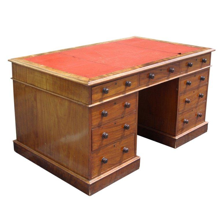 Large Early 19th Century Antique Pedestal Desk