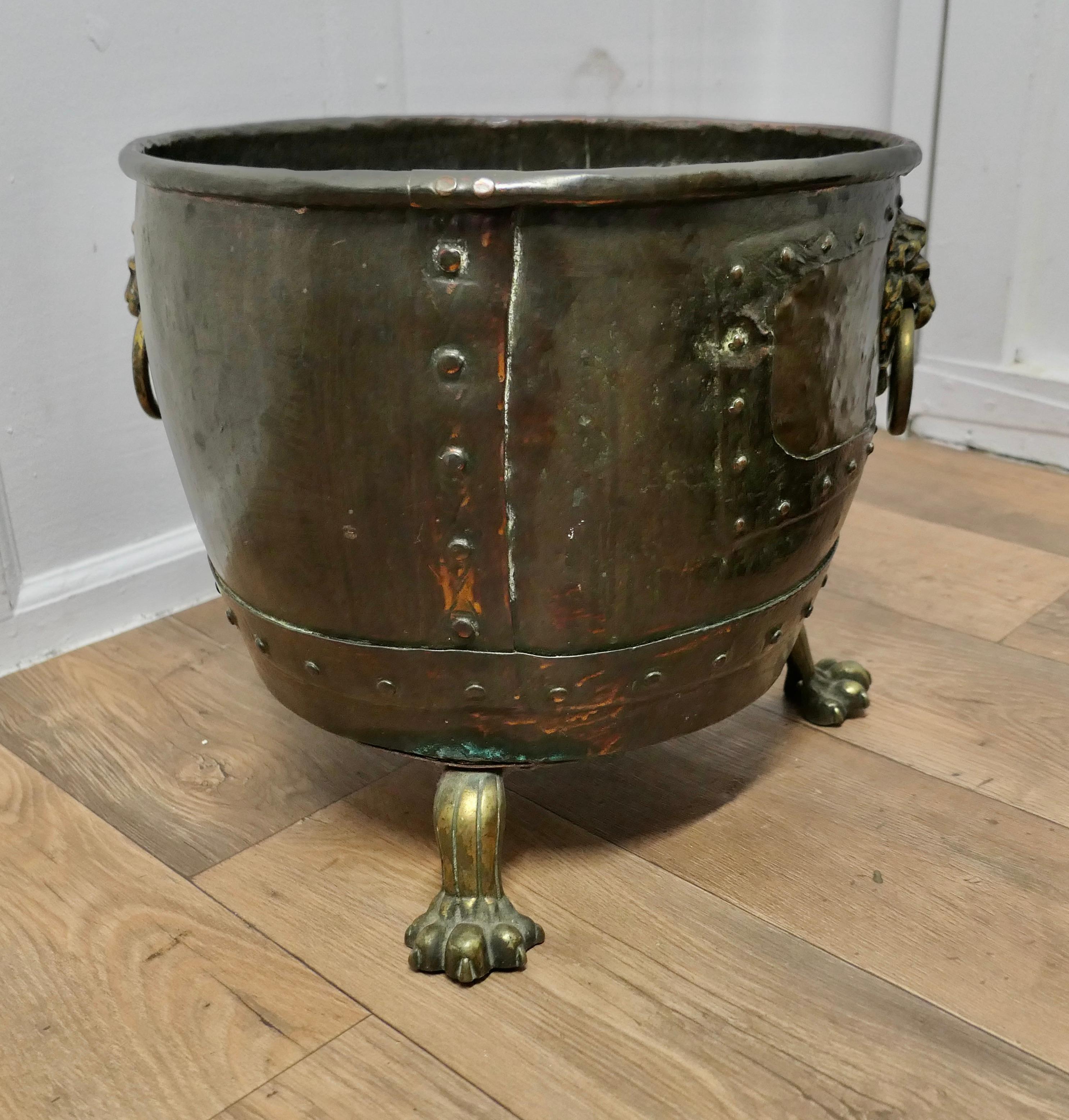Gothic Revival Large Early 19th Century Copper Log Cauldron  This is a lovely looking Cauldron