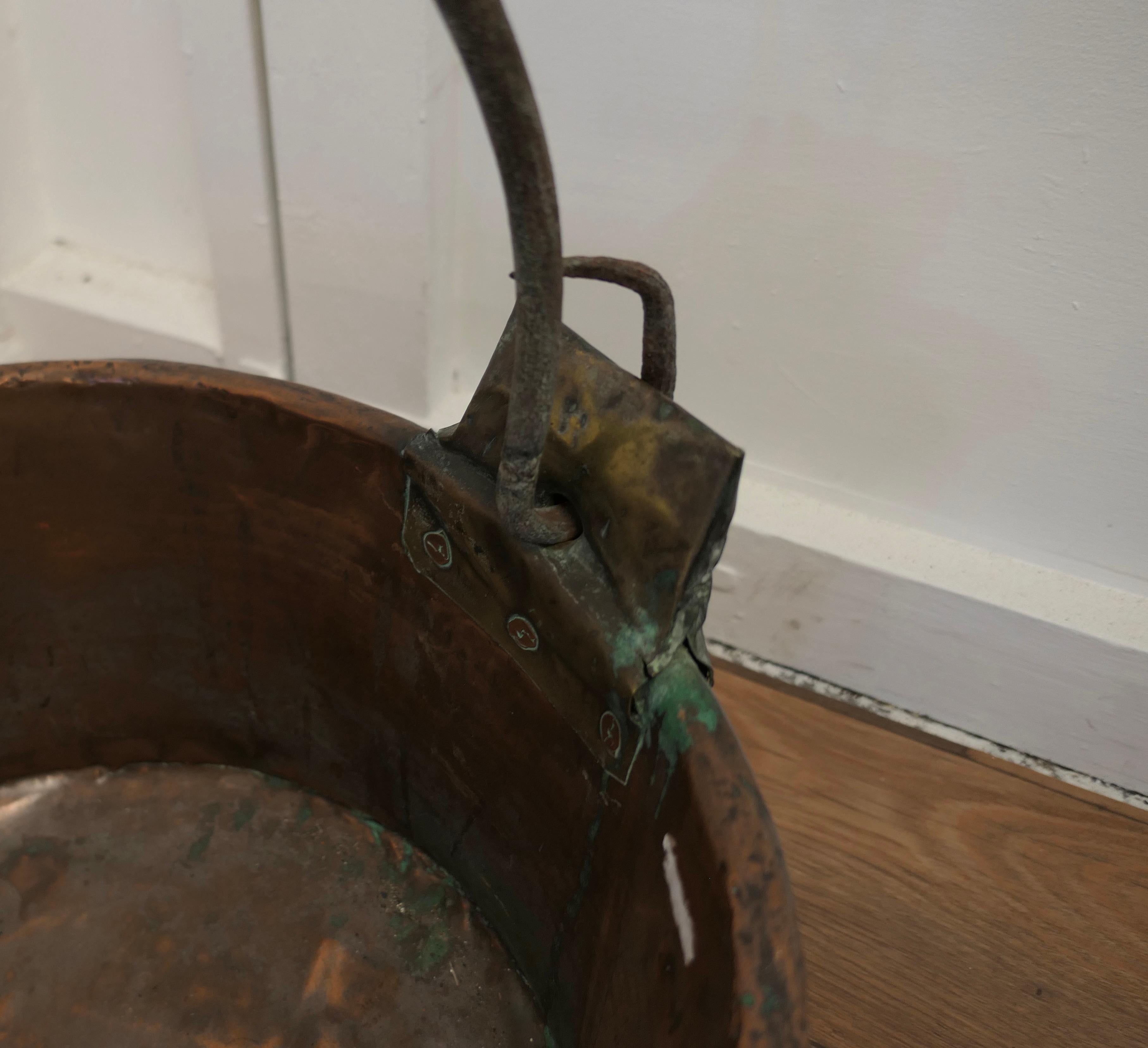 Country Large Early 19th Century Copper Pan This Is a Lovely Looking Copper Bucket For Sale