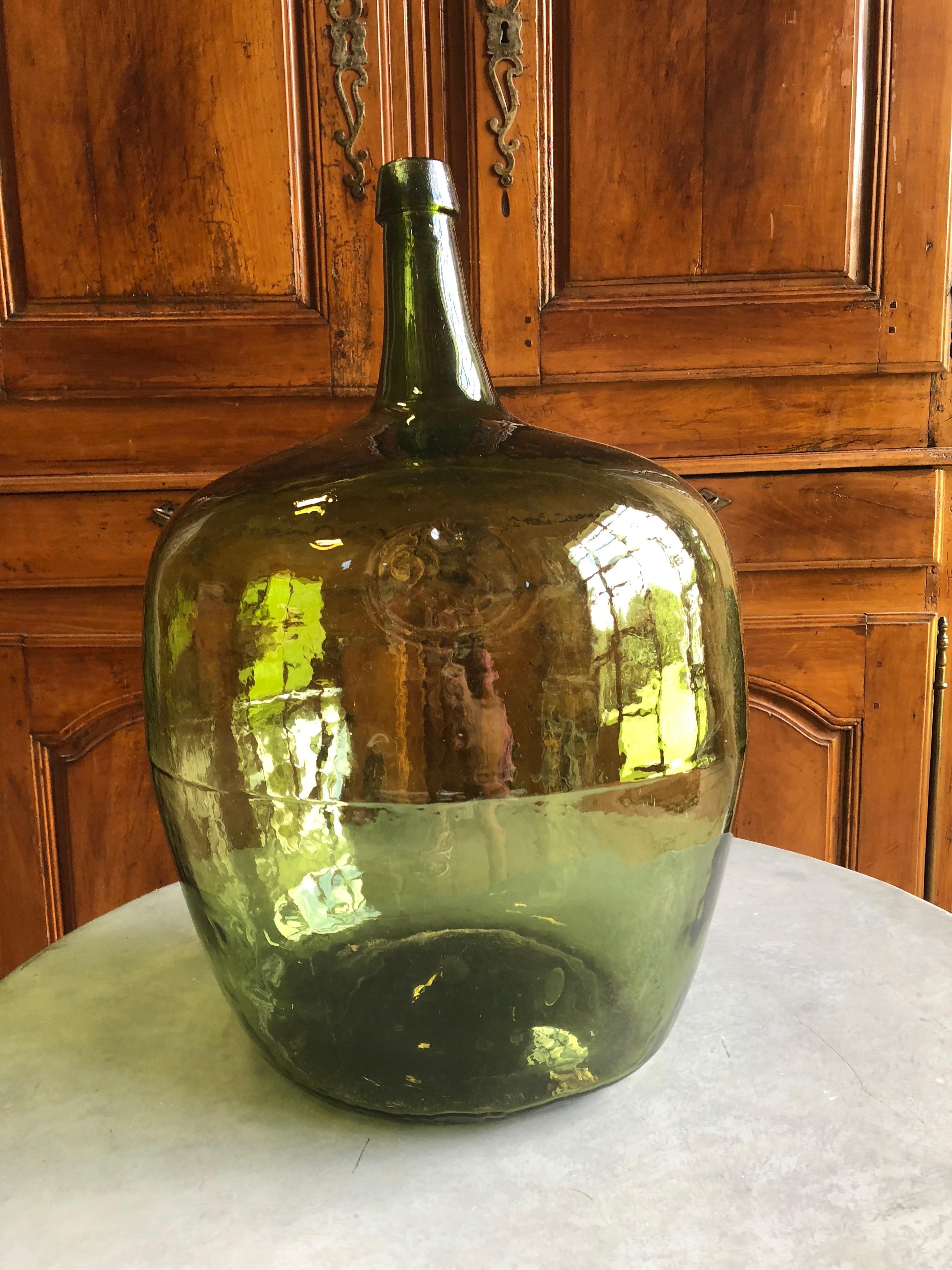 French Provincial Large Early 19th Century Demijohn Bottle
