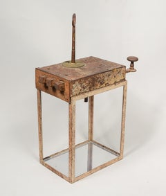 Large Early 19th Century Door Lock and Latch on Patinated Stand