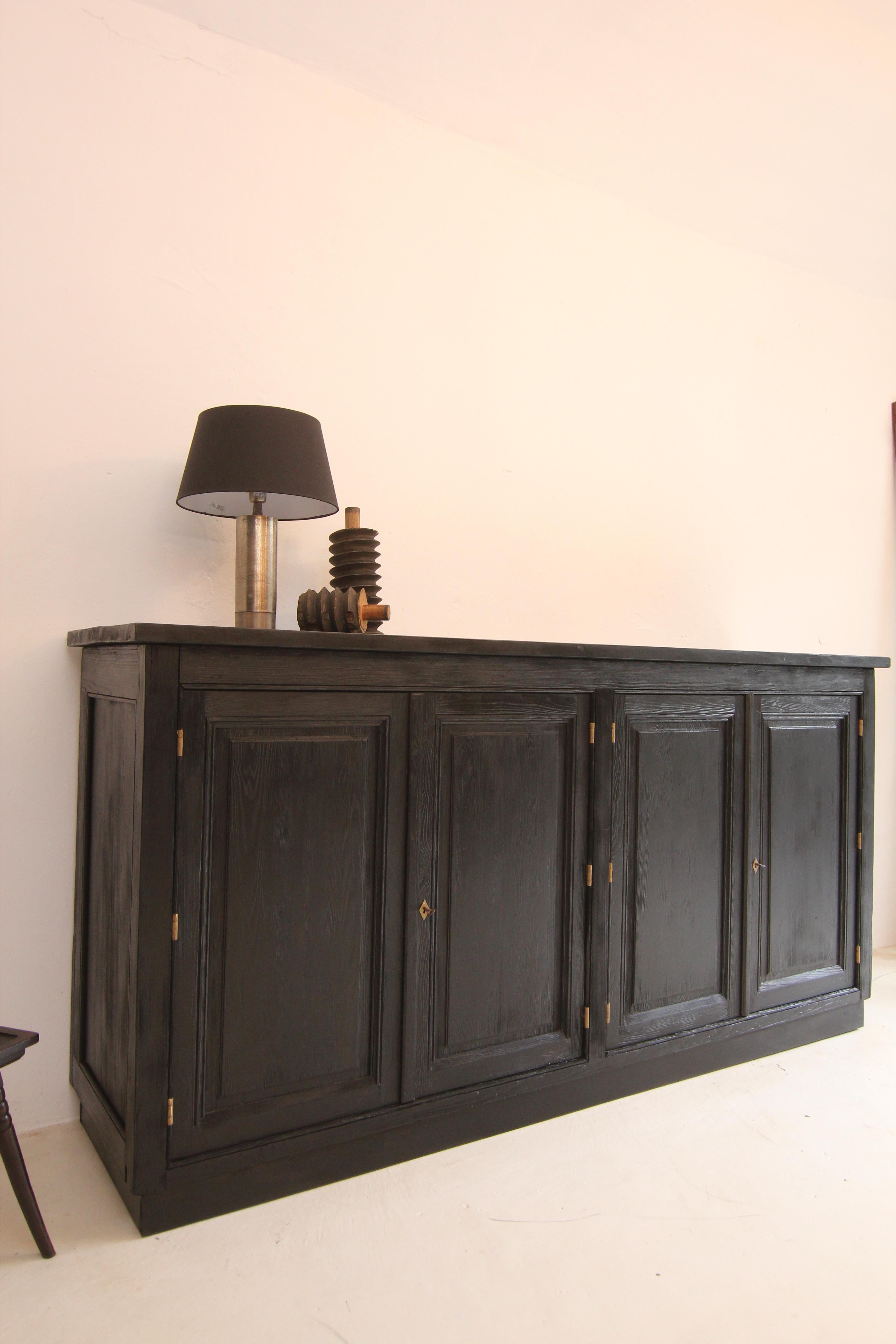Industrial Large Early 19th Century Ebonized Sideboard For Sale