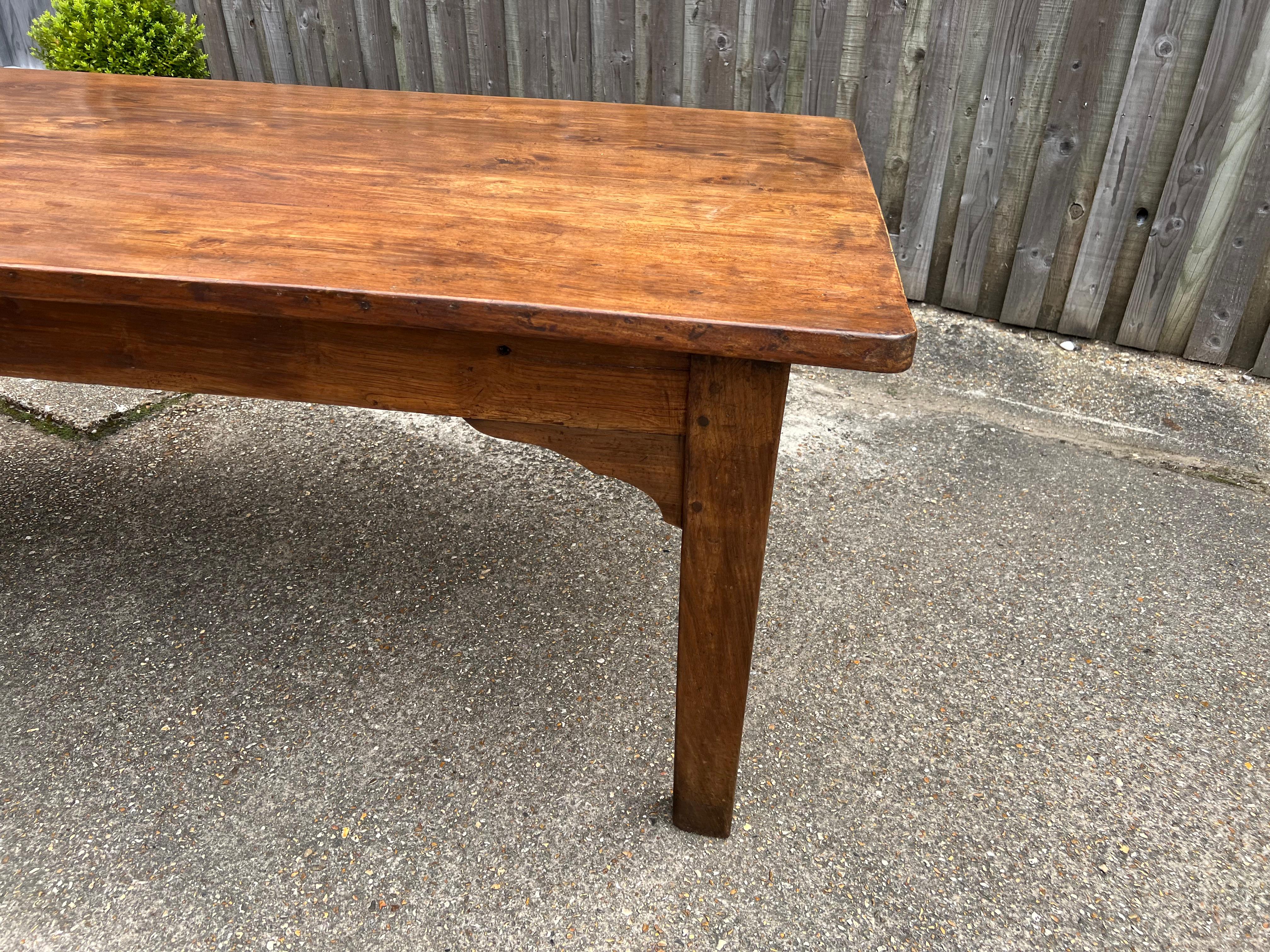 Hand-Crafted Large Early 19th Century, Elm Farmhouse Table With Large Drawer