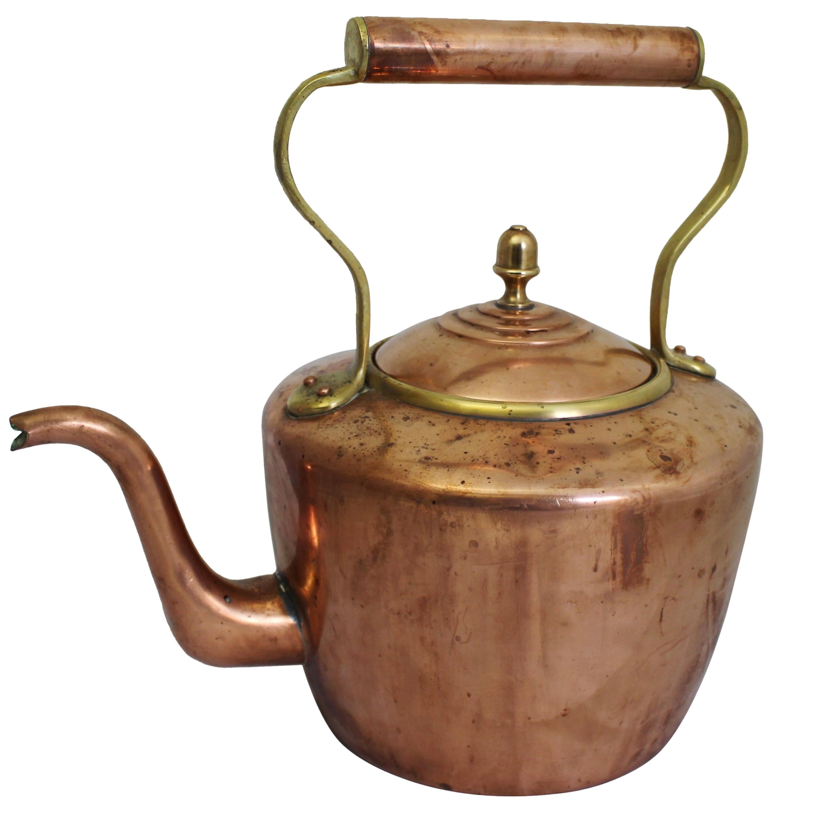 Large Early 19th Century English Copper Kettle For Sale