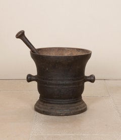 Large Early 19th Century French Cast-Iron Pestle and Mortar