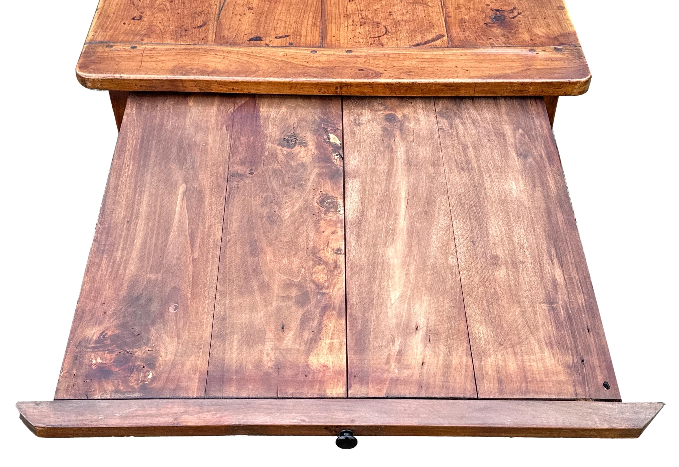 Large Early 19th Century French Cherry Wood Farmhouse Kitchen Table For Sale 7