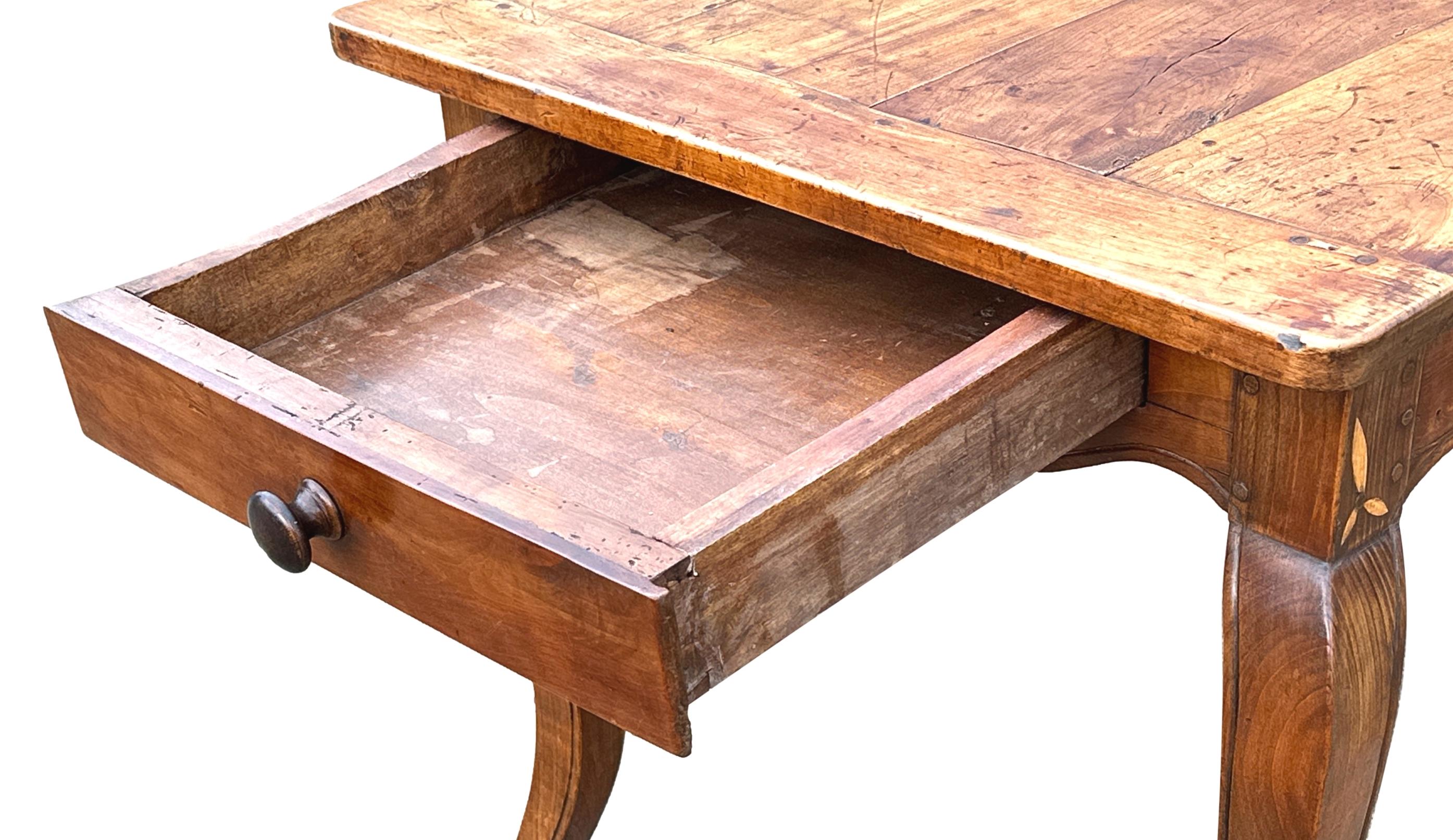 Large Early 19th Century French Cherry Wood Farmhouse Kitchen Table For Sale 1