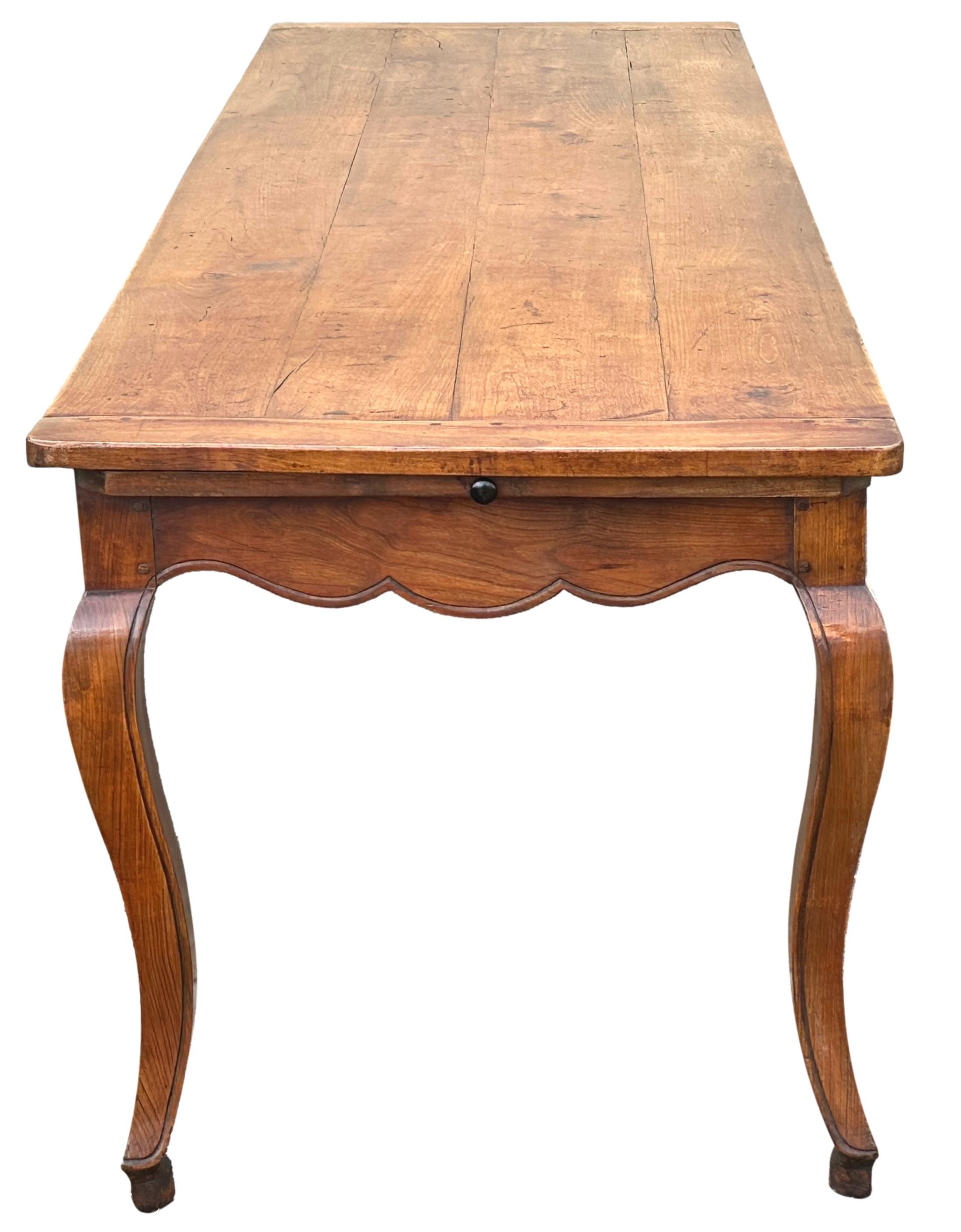 Large Early 19th Century French Cherry Wood Farmhouse Kitchen Table For Sale 5