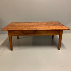 Large Early 19th Century French Cherrywood Coffee Table with a Single Drawer