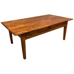 Antique Large Early 19th Century French Cherrywood Coffee Table with a Single Drawer