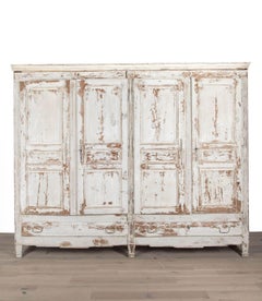 Large Early 19th Century French Double Pine Armoire