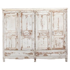 Large Early 19th Century French Double Pine Armoire