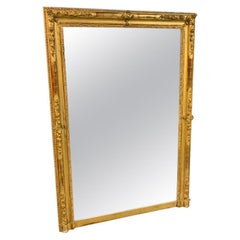 Large Early 19th Century French Gilt Overmantle Mirror with Original Glass