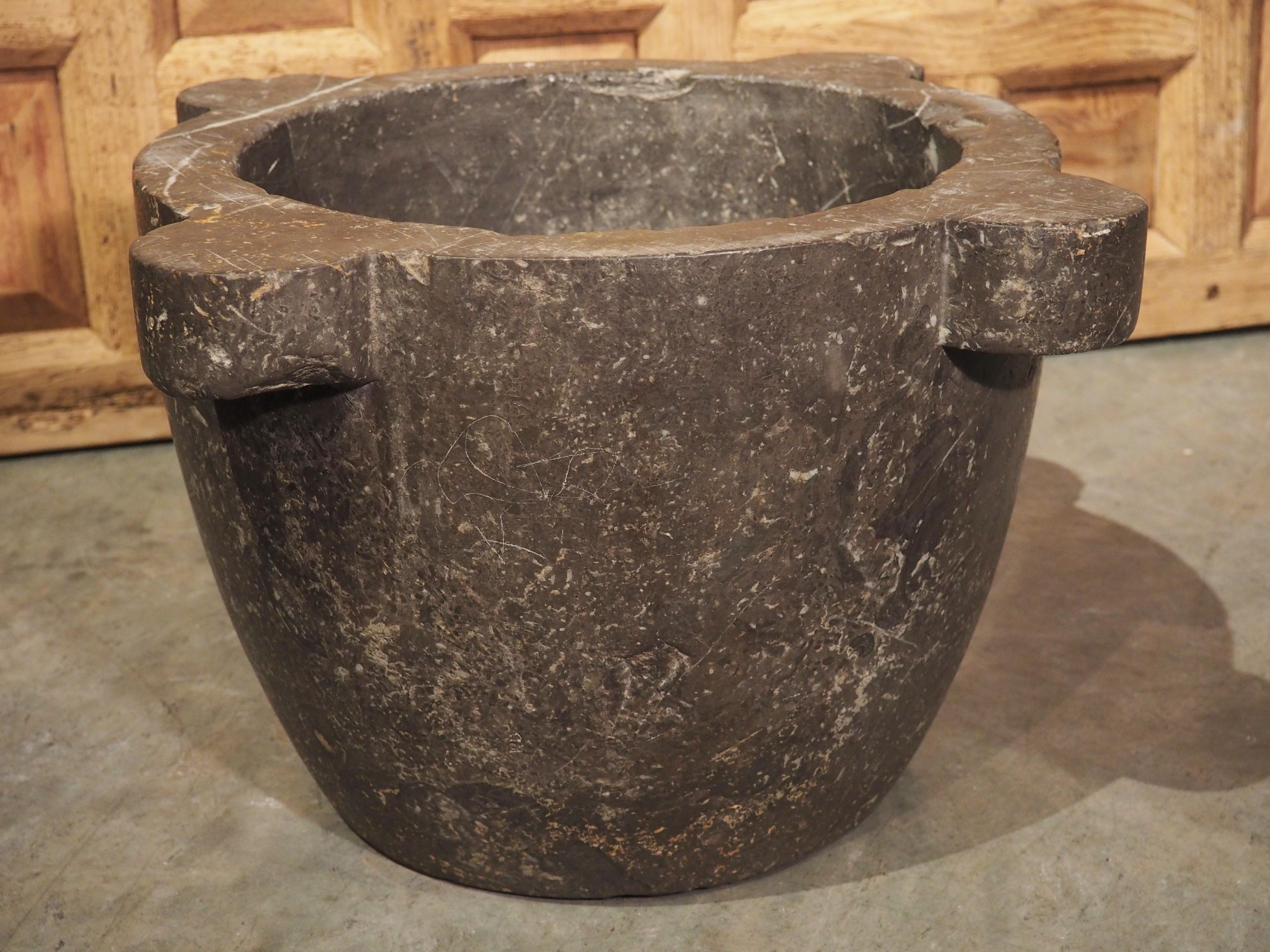 Large Early 19th Century French Gray Marble Mortar 6