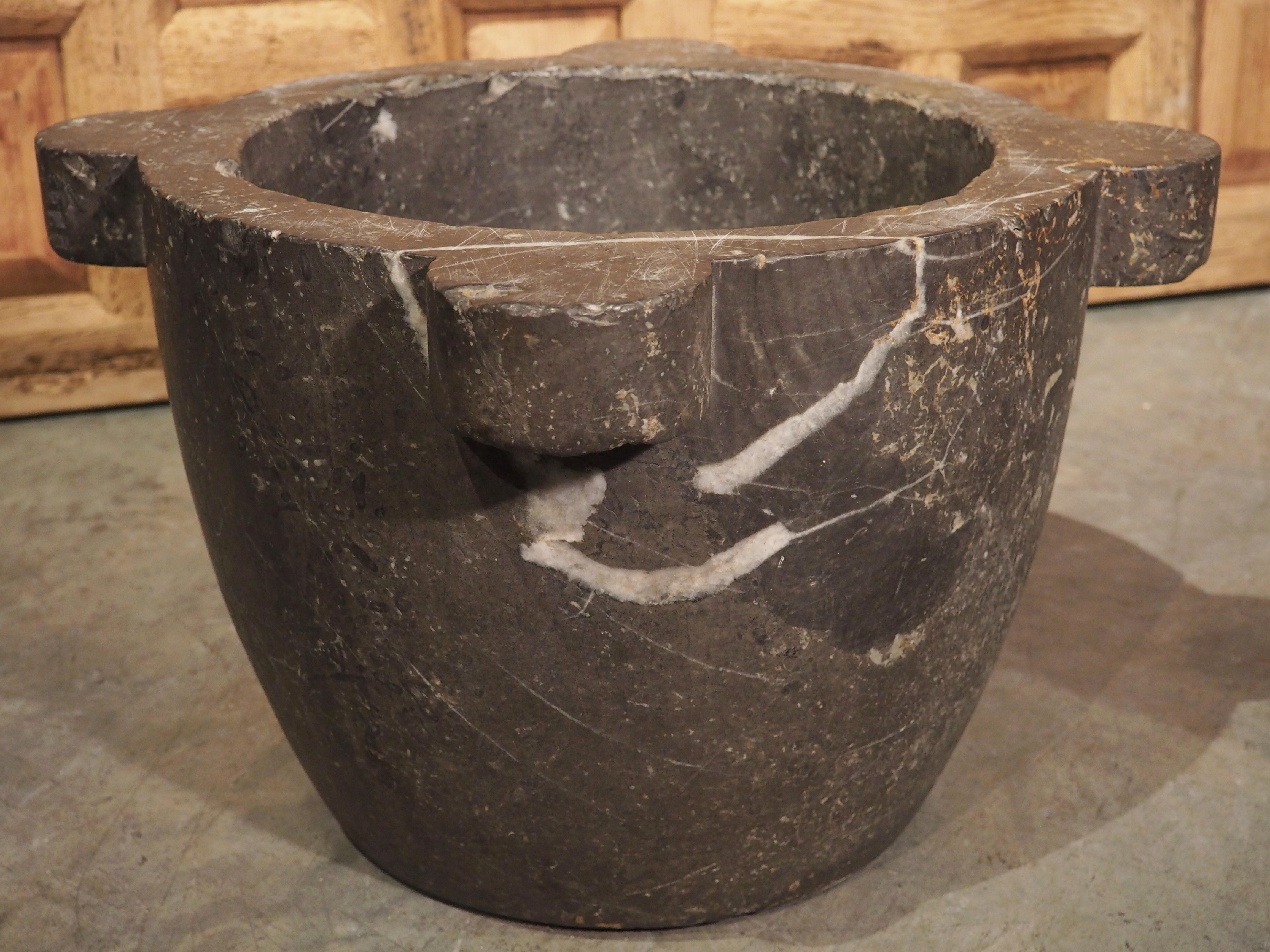 Large Early 19th Century French Gray Marble Mortar 7