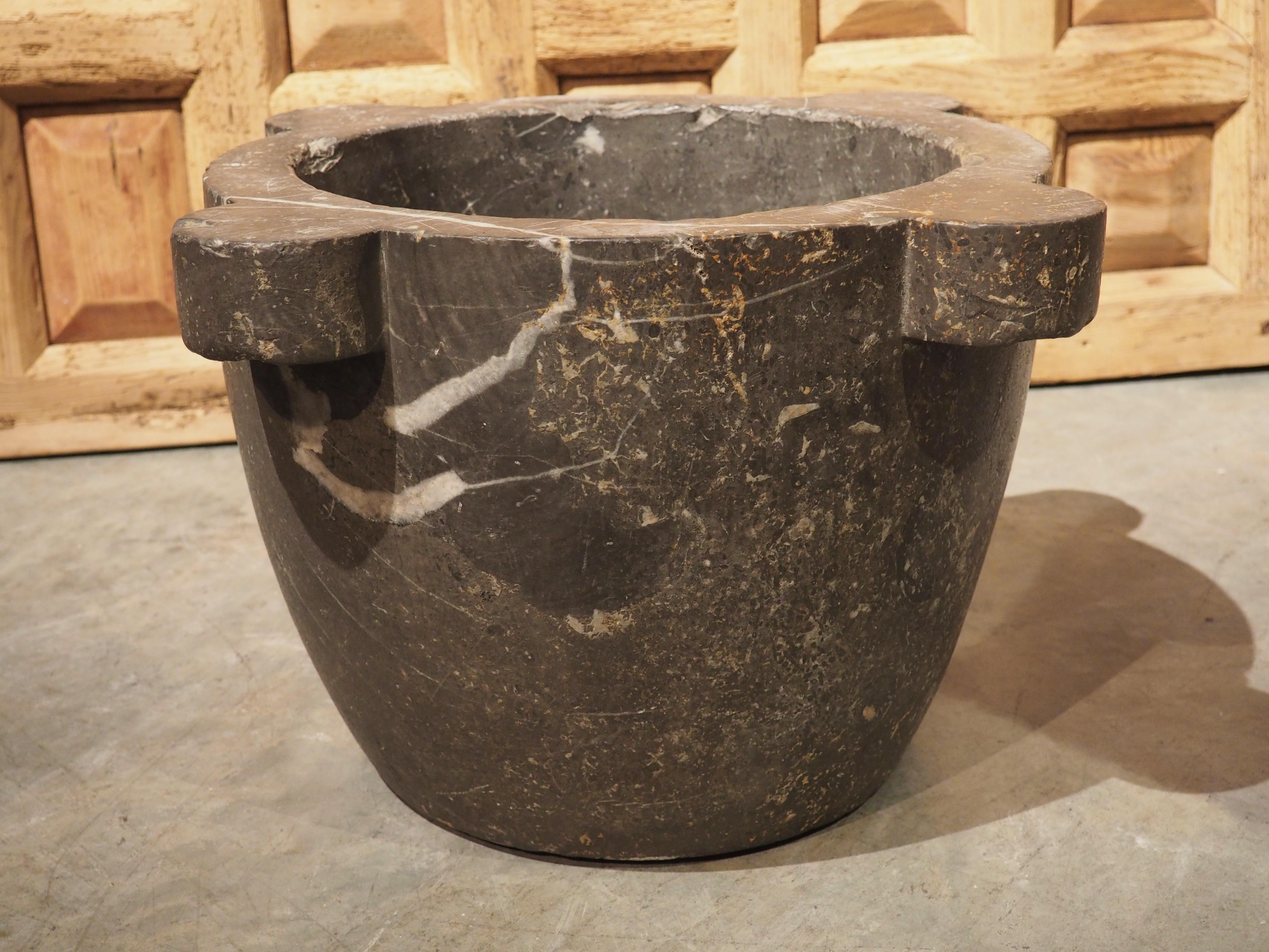 Large Early 19th Century French Gray Marble Mortar 8