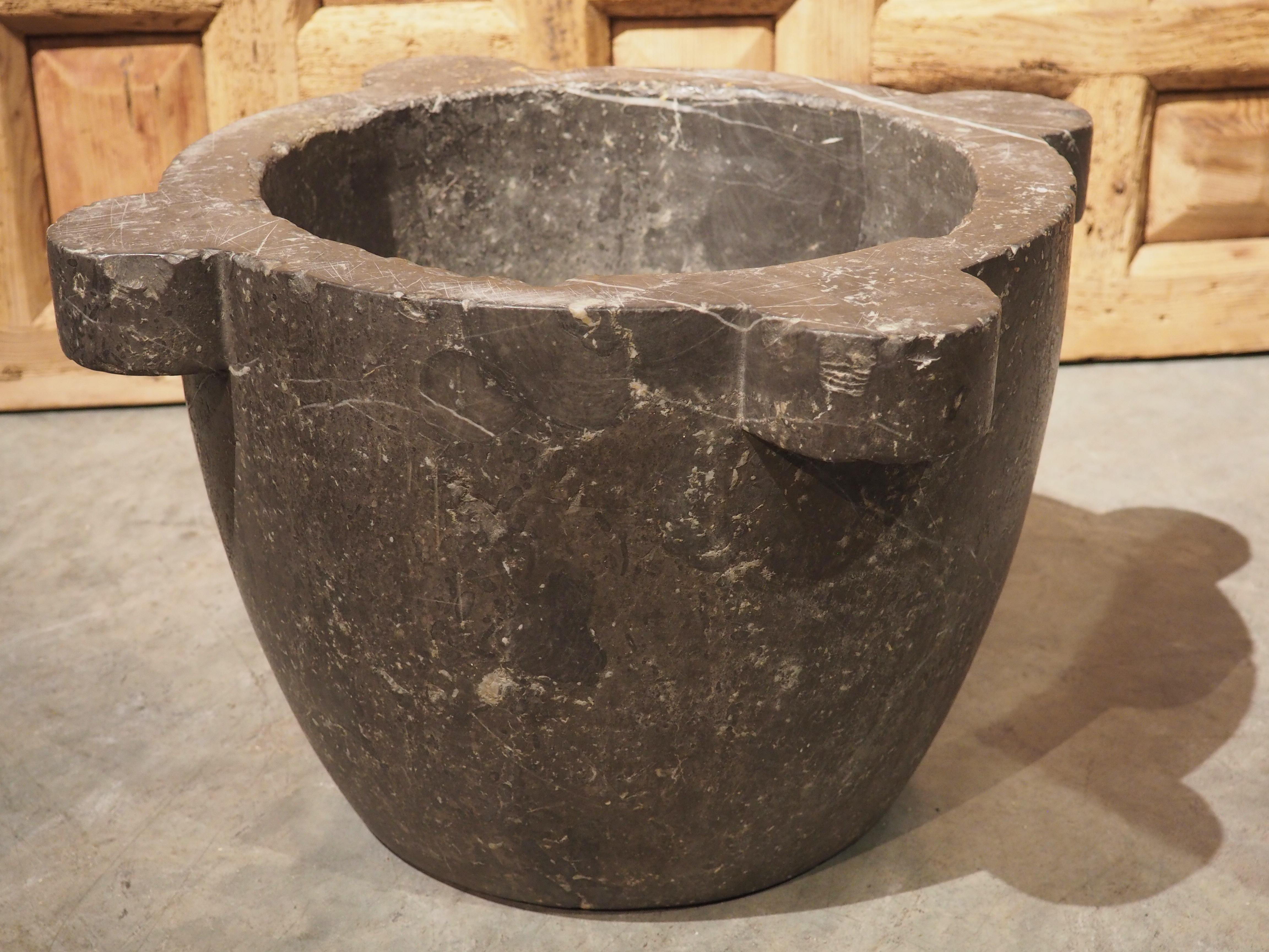 Large Early 19th Century French Gray Marble Mortar 4