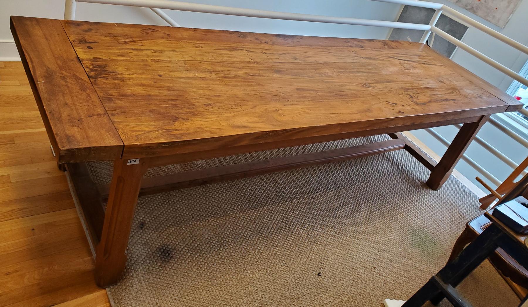 Large Early 19th Century French Provincial Elm Farm House Dining Table In Good Condition In Middleburg, VA