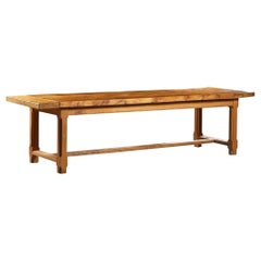 Large Early 19th Century French Provincial Elm Farm House Dining Table
