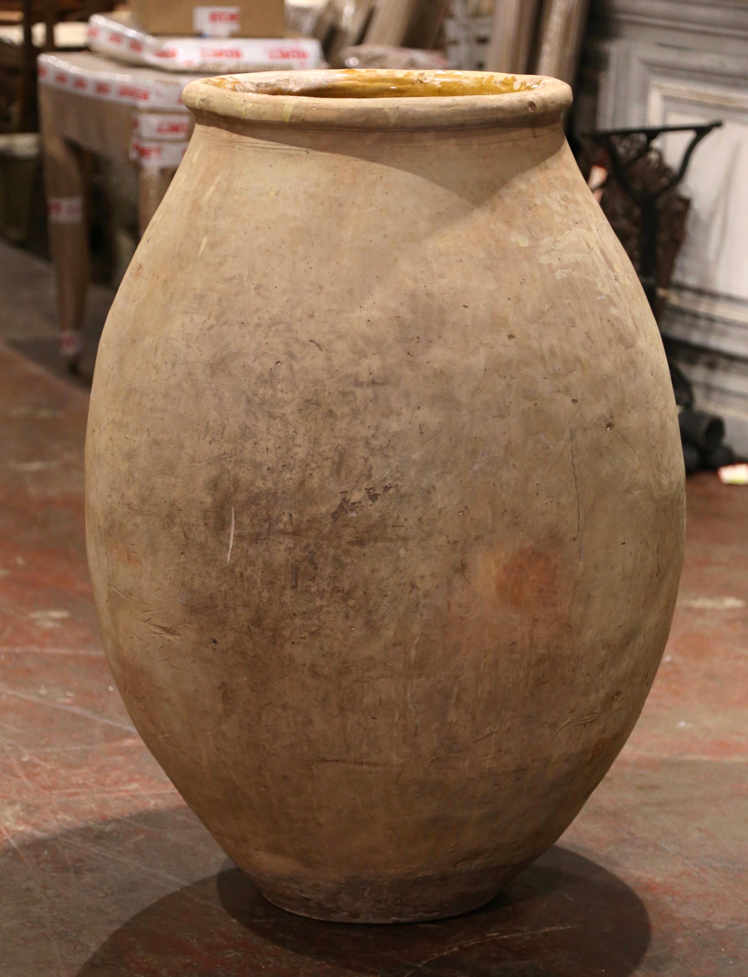 Hand-Carved Large Early 19th Century French Terracotta Olive Jar from Provence For Sale