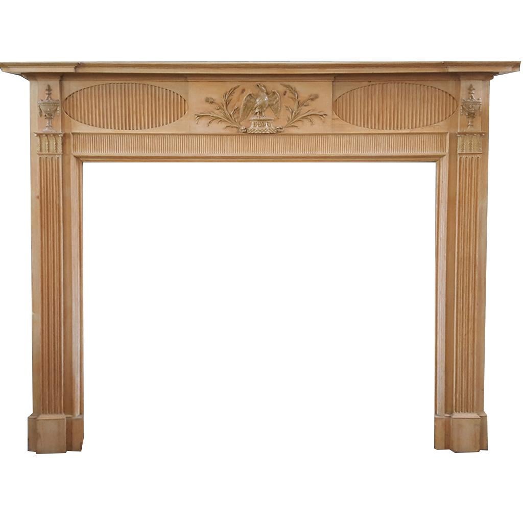 Large Early 19th Century Georgian Pine and Gesso Eagle Fireplace Mantel Surround For Sale