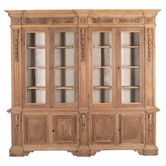 Large Early 19th Century Italian Carved Walnut Bookcase