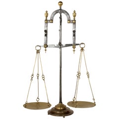 Antique Large Early 19th Century Italian Iron and Brass Set of Scales