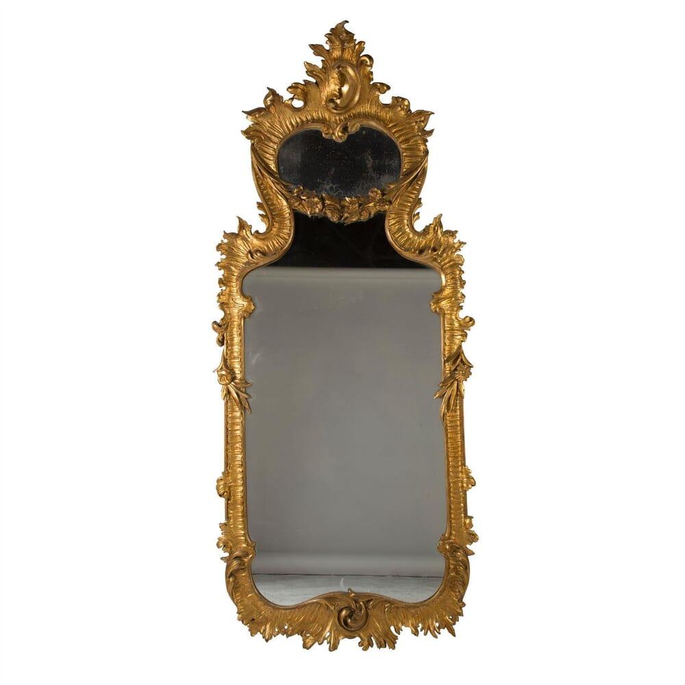 Wood Large Early 19th Century Italian Mirror in Rococo Style