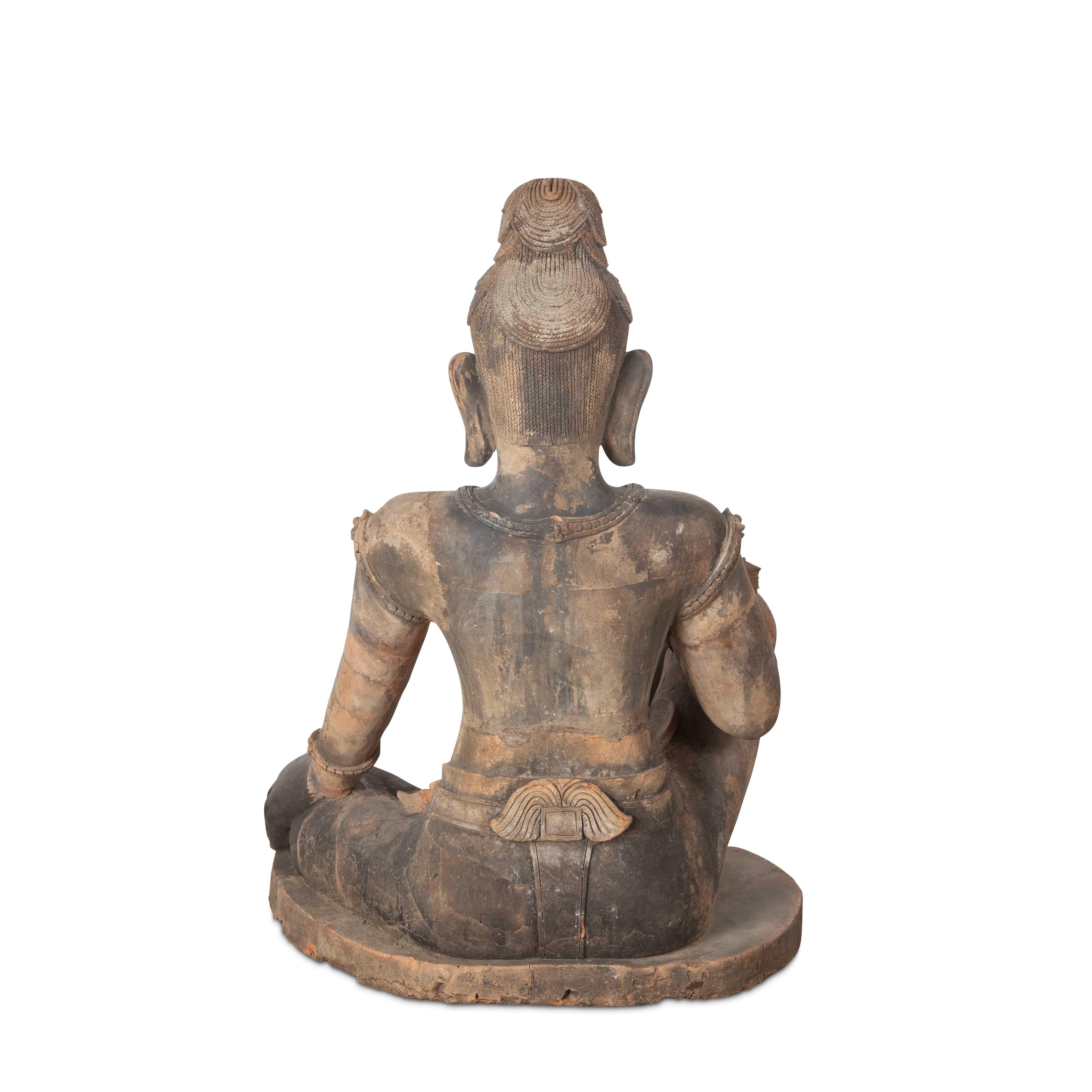 Tibetan Large early 19th Century Khmer Terracotta Figure For Sale