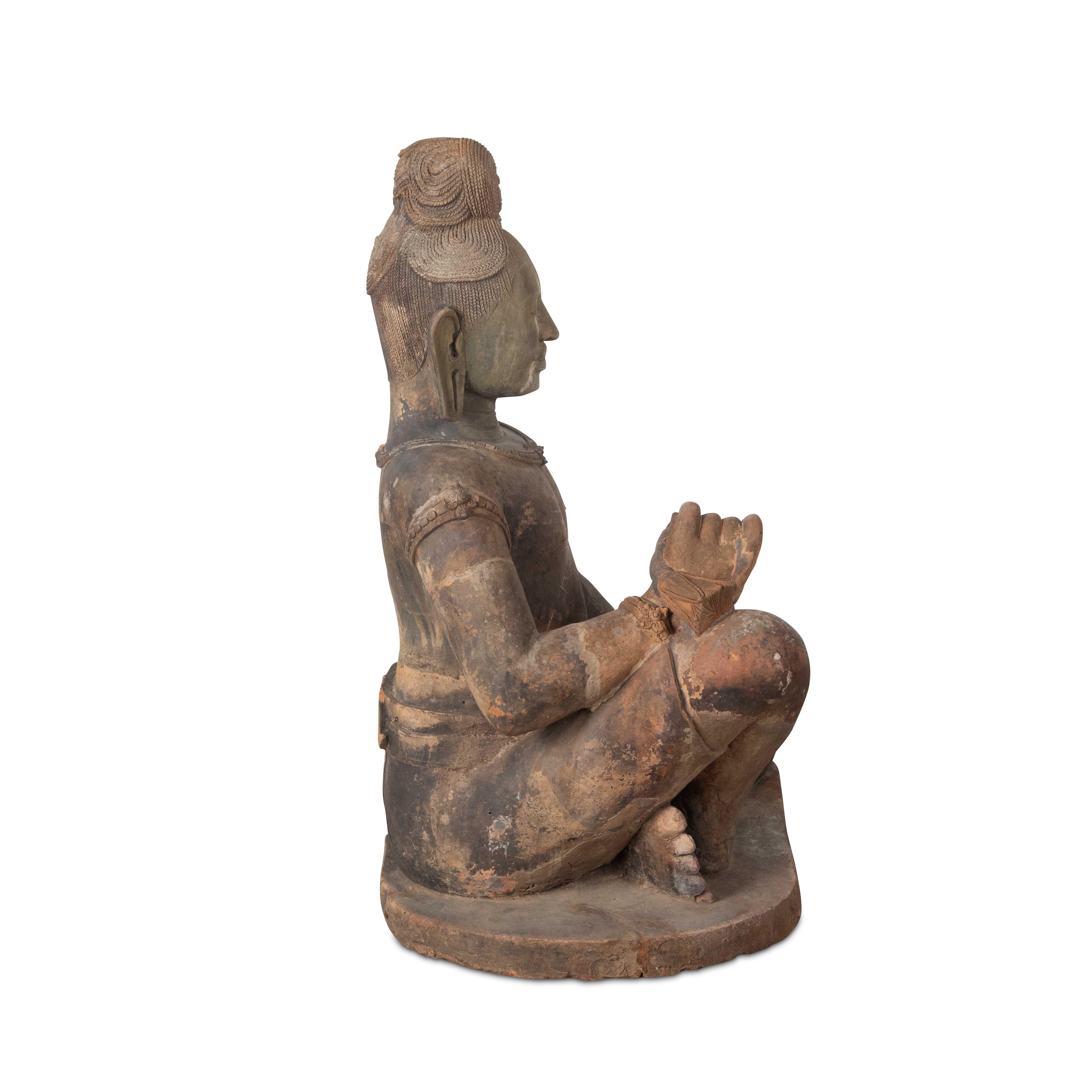 Large early 19th Century Khmer Terracotta Figure For Sale 1