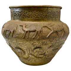 Large Early 19th Century North African Brass Jardinière Pot