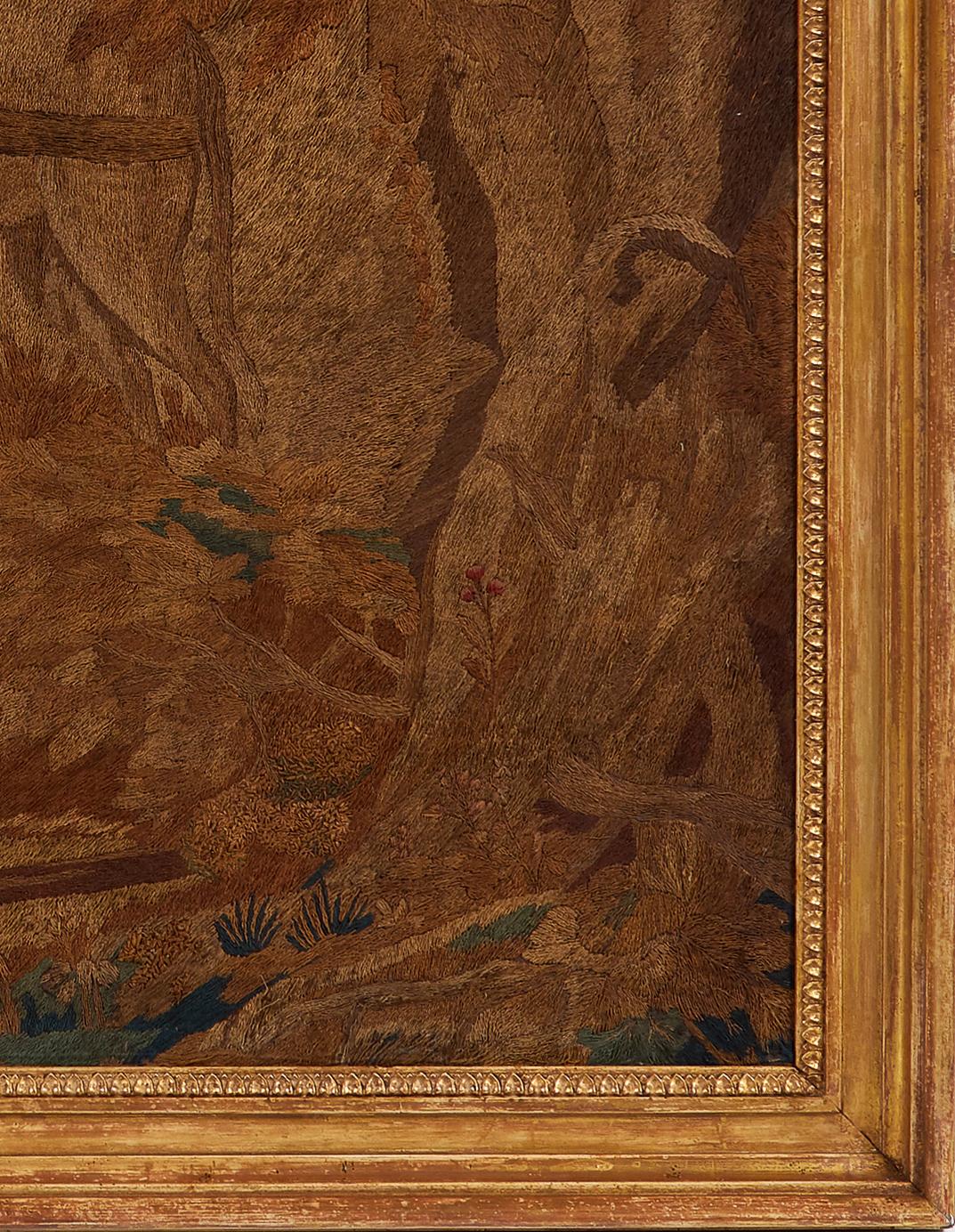 Großes Gemälde und Seidenarbeit aus dem frühen 19. Jahrhundert, „Der gute Samaritan“ (Englisch) im Angebot